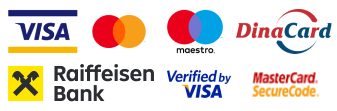 Visa, Mastercard, Maestro, American Express, DinaCard